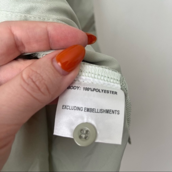 Princess Polly Sari Green Satin Long Sleeve Collared Mini Dress 8 - Picture 7 of 8